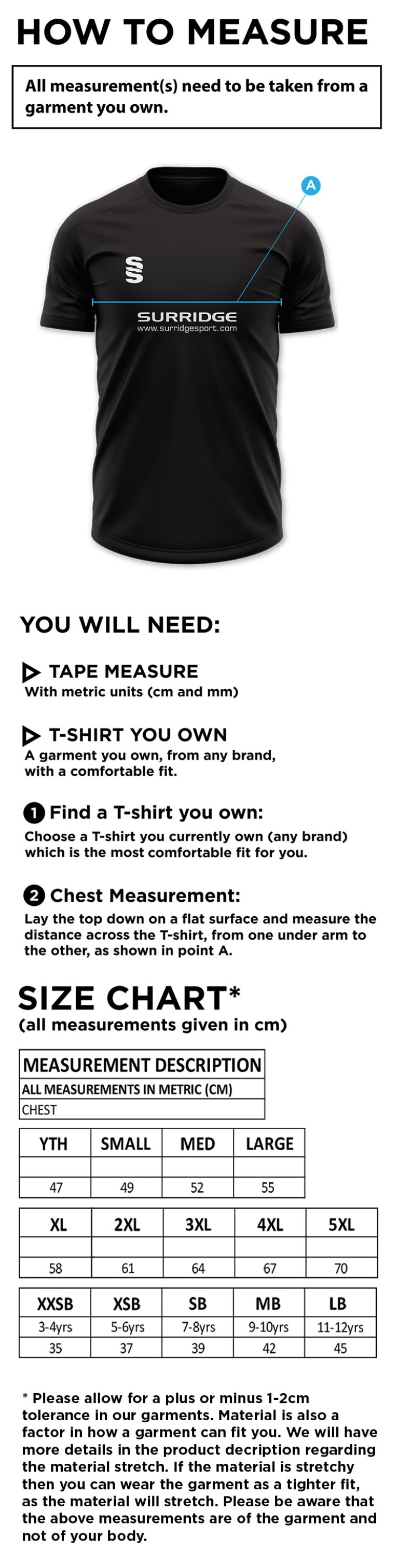 Cholsey CC - Blade Polo - Size Guide
