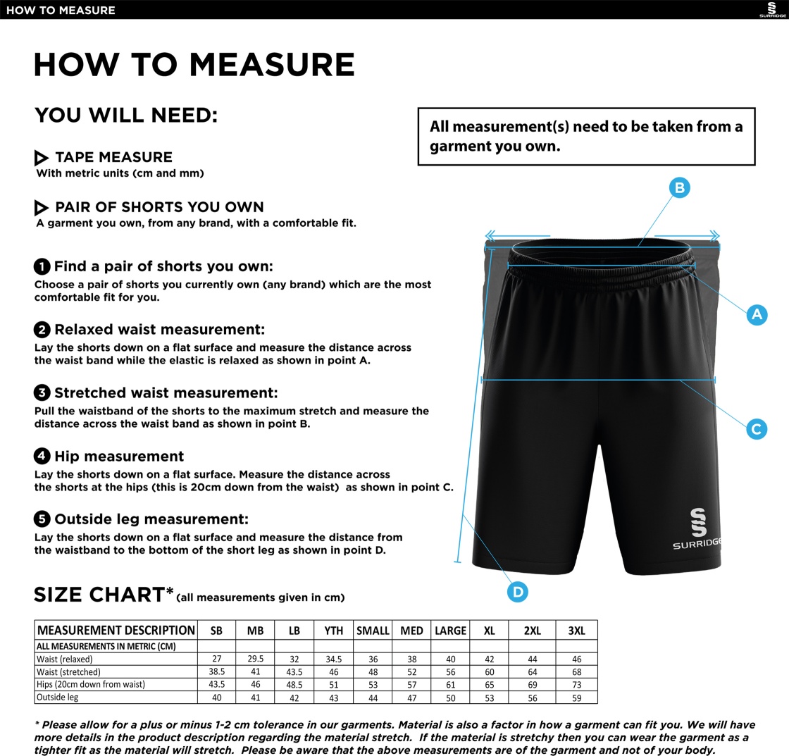 Cholsey CC - Blade Shorts - Size Guide
